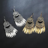 Boho Oxidized Silver Drop Earrings - Antique Style Statement Jewelry